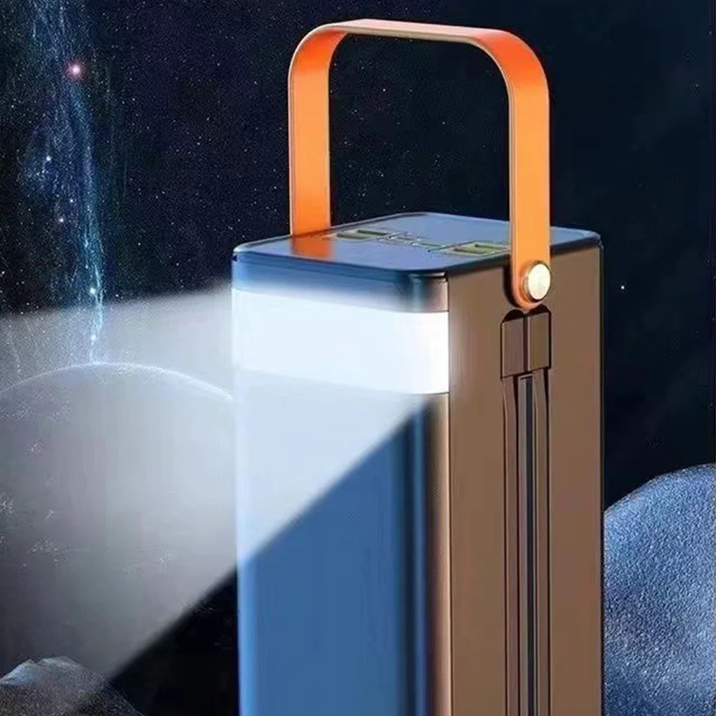 แผงโซลาร์เซลล์ 30000mAh Power Bank 120w ชาร์จเร็วมาพร้อมกับชุดแบตเตอรี่ภายนอกสี่สายพร้อมไฟฉายสําหรับกลางแจ้ง ﻿