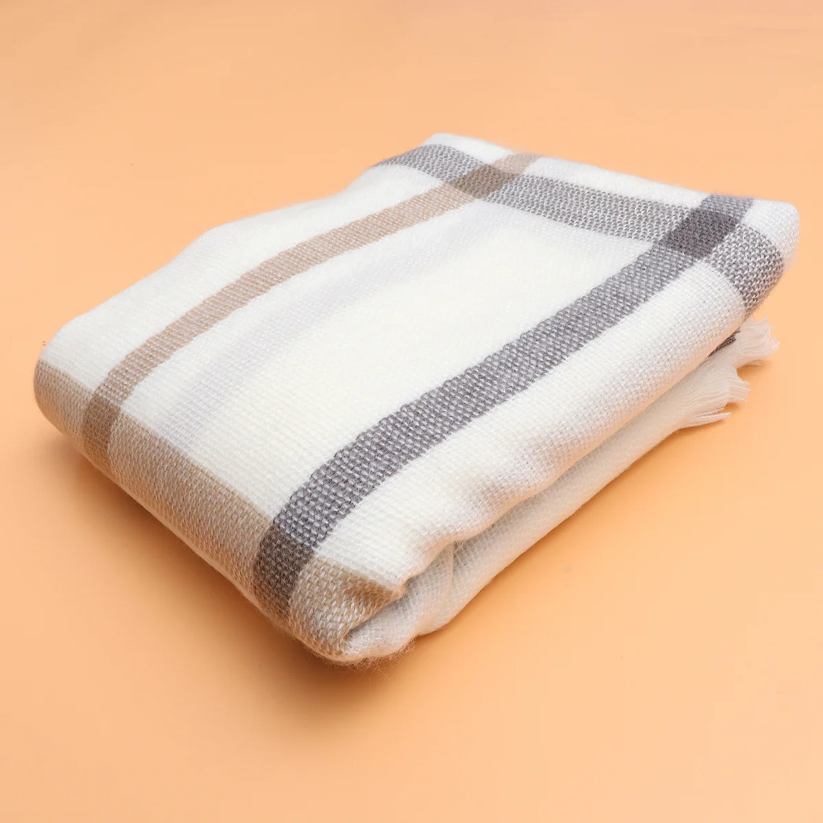 

1 шт. утолщенный зимний шарф с белой сеткой, двусторонняя теплая шаль для женщин, мягкий удобный универсальный модный аксессуар, подарок