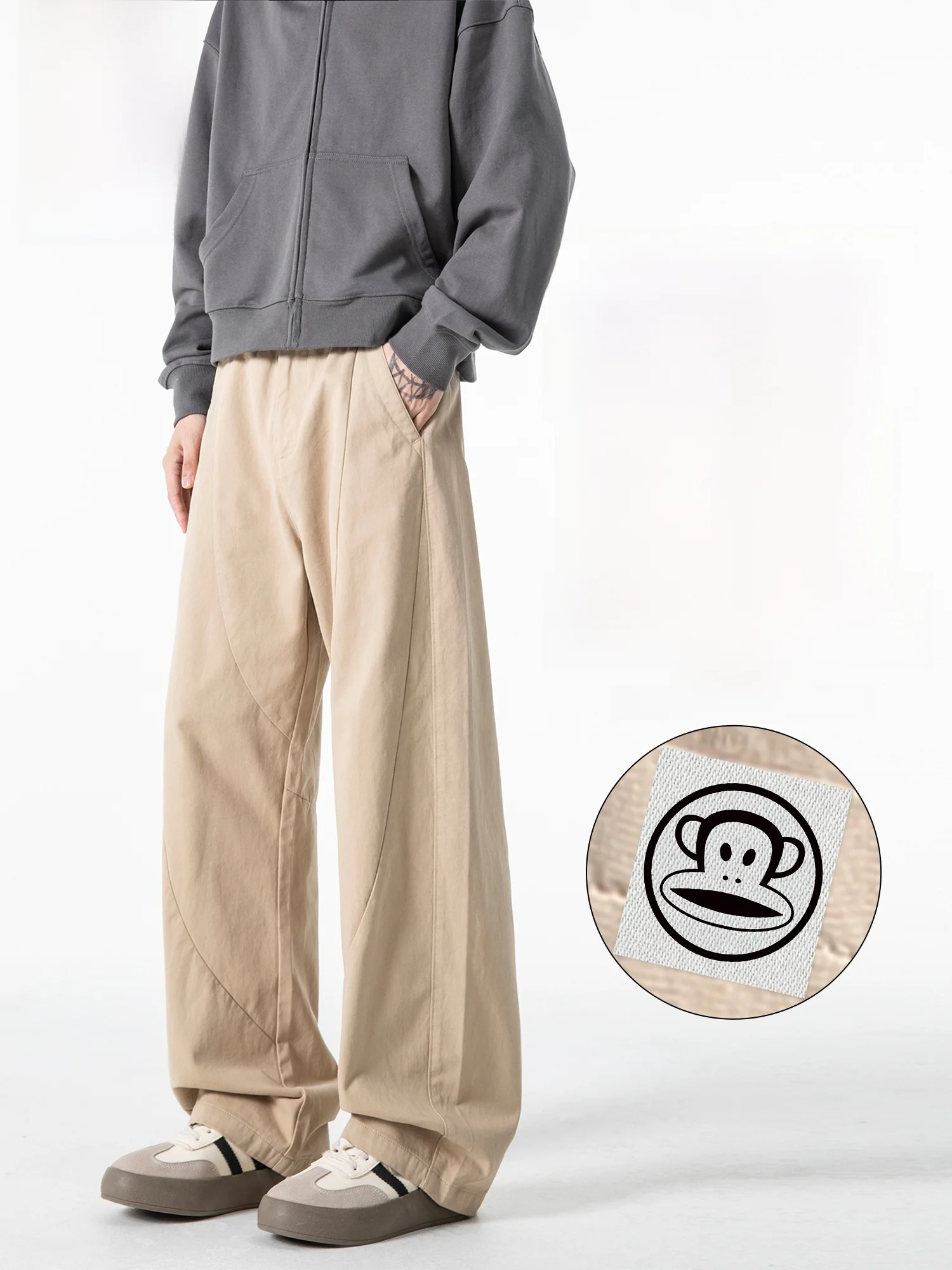 

Мужские повседневные брюки PaulFrank American Sle, весенние свободные прямые брюки с широкими штанинами, рабочая одежда, длинные брюки из чистого хлопка, удобные