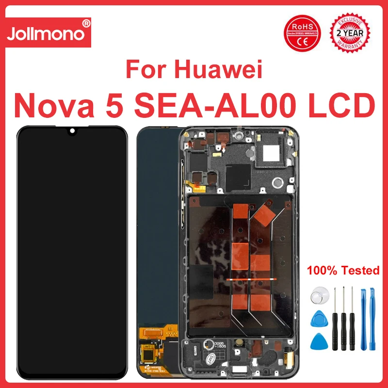 

AMOLED 6.39'' LCD For Huawei Nova 5 LCD Display Touch Screen Digitizer SEA-AL00 Assembly For Nova 5 pro LCD Display SEA-AL10