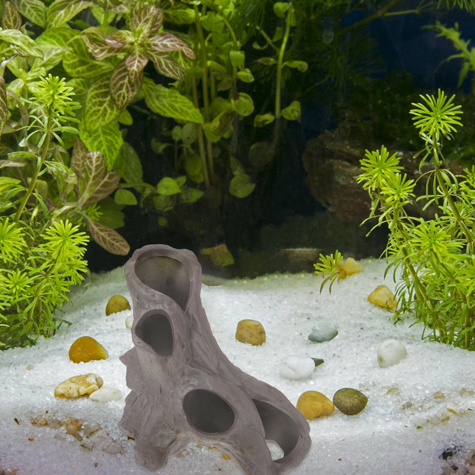 

Aquarium Hideout Cave for Fish Tank Ceramic Shrimp Hiding with Realistic Design Fish Breeding Pot Landscape Ornament Decor