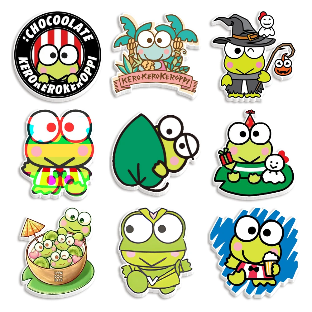 Kero Keroppi Rana Sanrio, ojos grandes, resina plana, accesorios de decoración para teléfono, 10 piezas