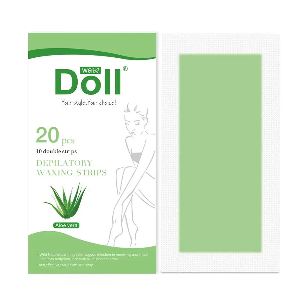 20PCS Aloes Professional Depilatory Wax Strips Mild Depilation Summer Double Sided Cold Wax Paper For Leg Body Face Lip Useful