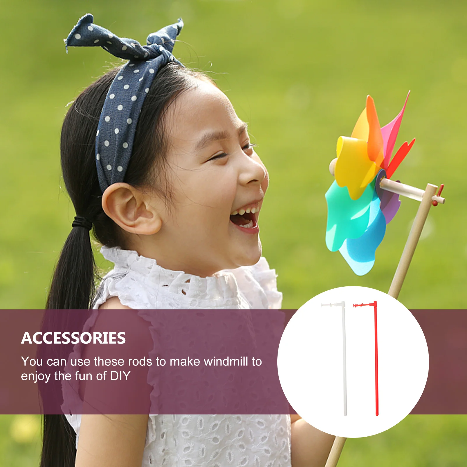 

20 Sets Windmill Making Rods 10 White 10 Red Plastic DIY Poles Craft Supplies Lightweight Portable Easy Use