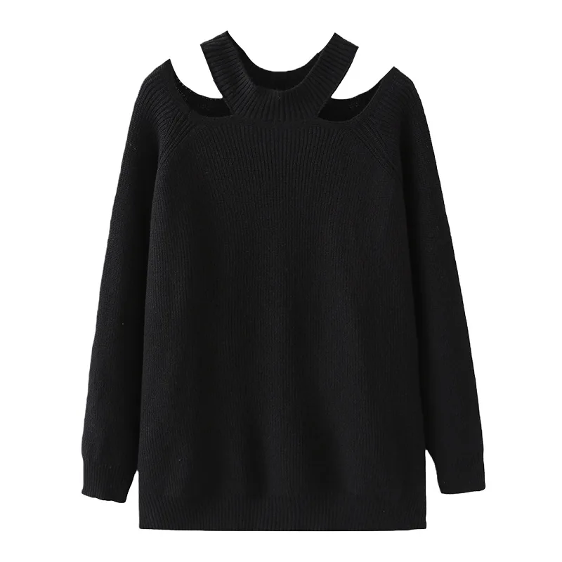 XXXXXXL سترات نسائية مقاس كبير للخريف والشتاء تصميم جديد بلوفرات سميكة مجوفة متوسطة الطول