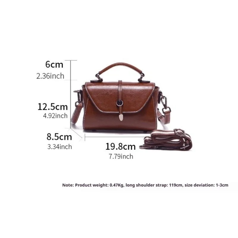 Vintage Mini Shoulder Bag for Women Elegant Everyday Casual Genuine Leather Waxed Finish Convertible Strap Luxury Handbag