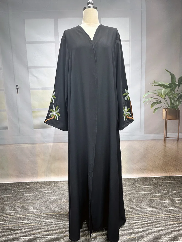 2024 baru Muslim wanita bordir rumbai kardigan gaun pesta Dubai Abaya Timur Tengah trifkiye jubah hitam putih Islam elegan mantel