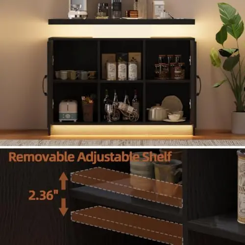 40-Inch Coffee Bar Cabinet with Storage and Charging Station image 4