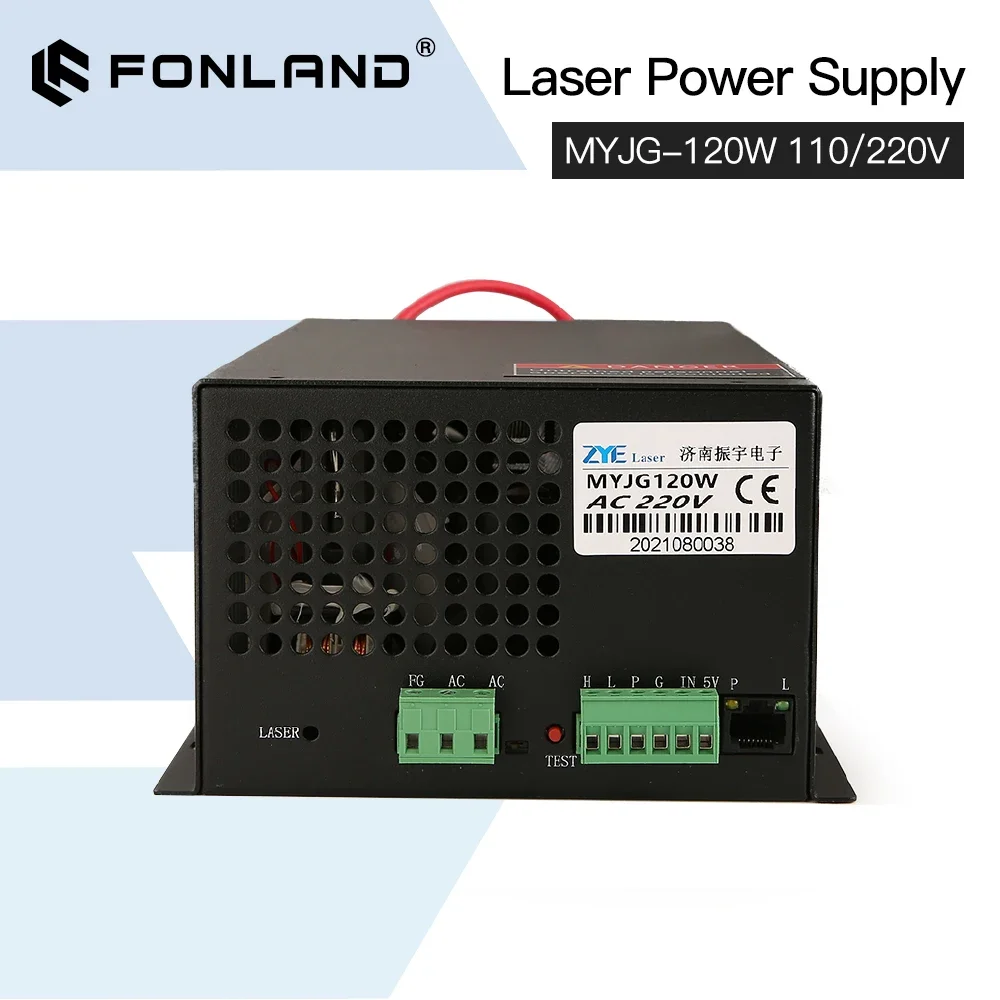 FONLAND 120W Laser Power Supply Source Replacement MYJG-120W 110/220V for Reci yongli EFR Co2 Laser Tube Cutting Machine