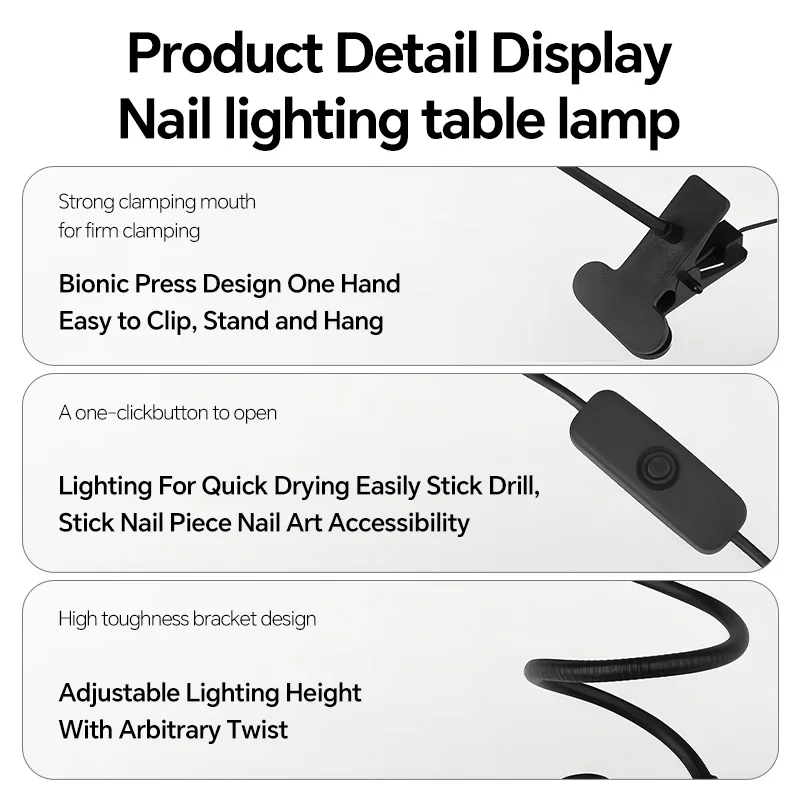 Multifunctionele LED UV-nagellichtdroger Clip-On flexibel bureau Mini draagbare USB-lamp voor gelnagels manicure salon