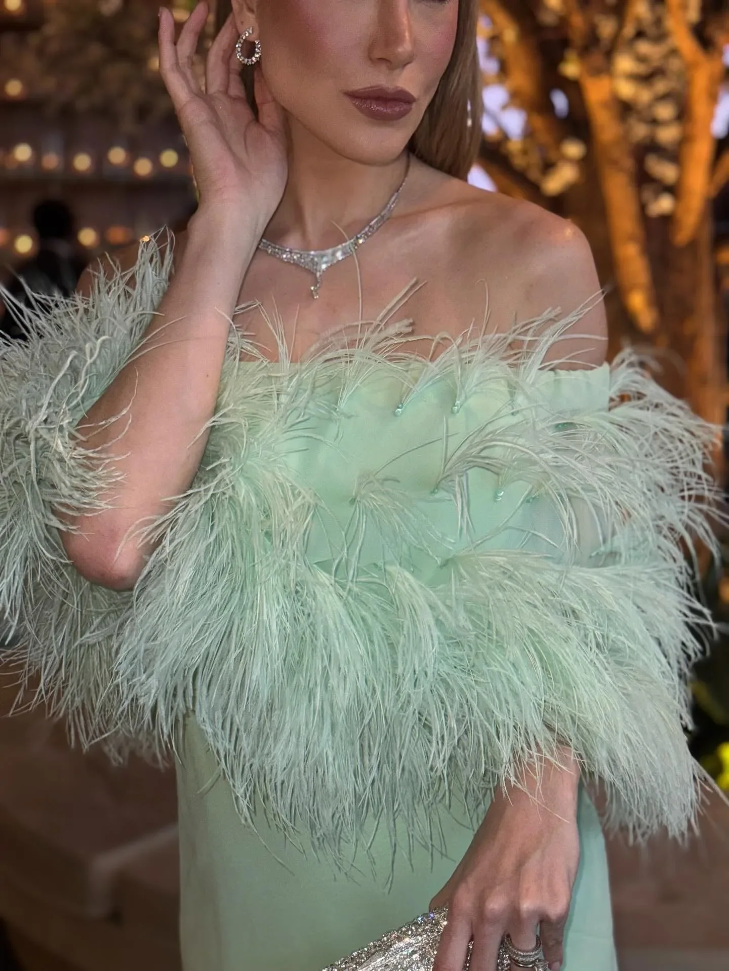 فستان حفلة موسيقية بسيط مخصص من الريش السماوي قبالة الكتف شيفون فيستدوس دي نوش طول الأرض سهرة رسمية 2025 #3