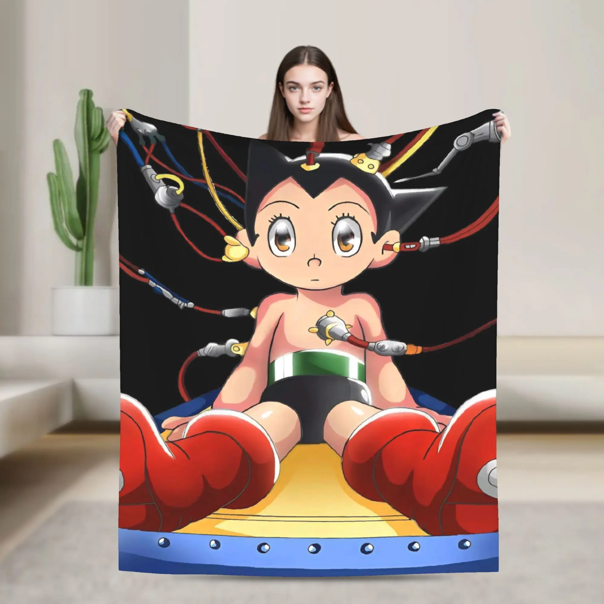 Astroboy Astro Boy Anime Knitted Blanket  Flannel Throw Blankets Bed Sofa Decoration Soft Warm Bedspread