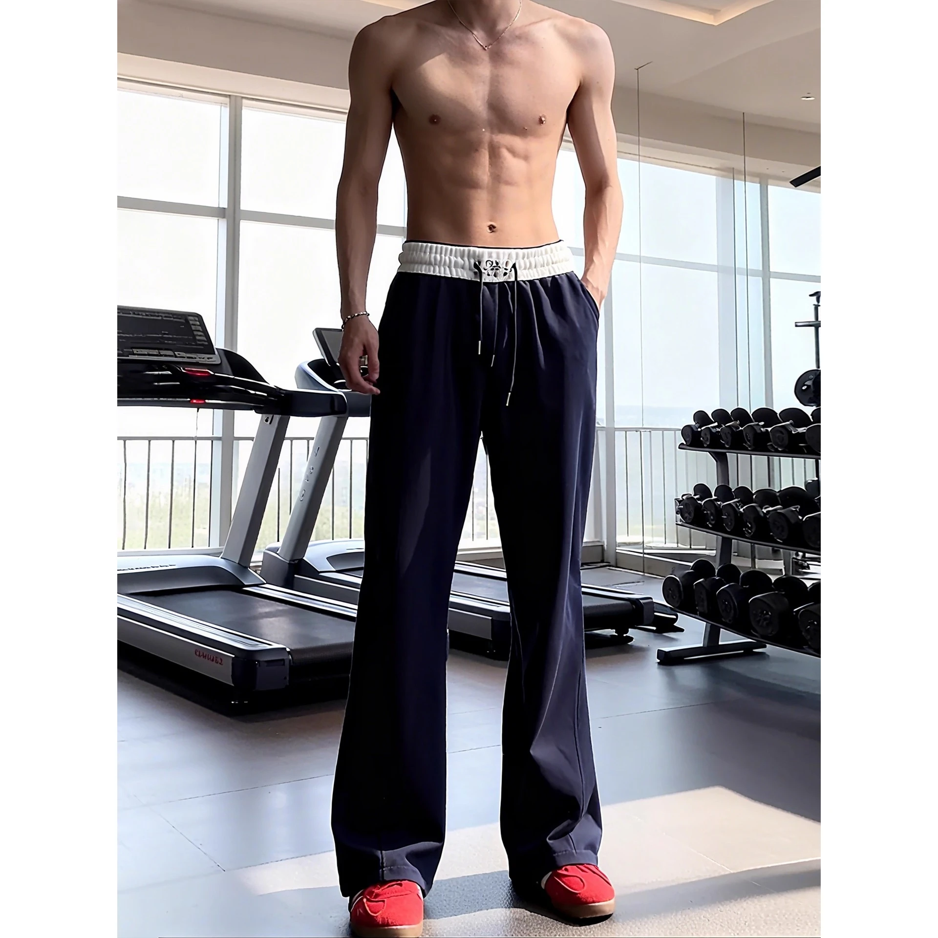 

Cleanfit Exercise Fitn Спортивные спортивные штаны Мужские прямые повседневные брюки High Street Свободные широкие брюки со средней талией