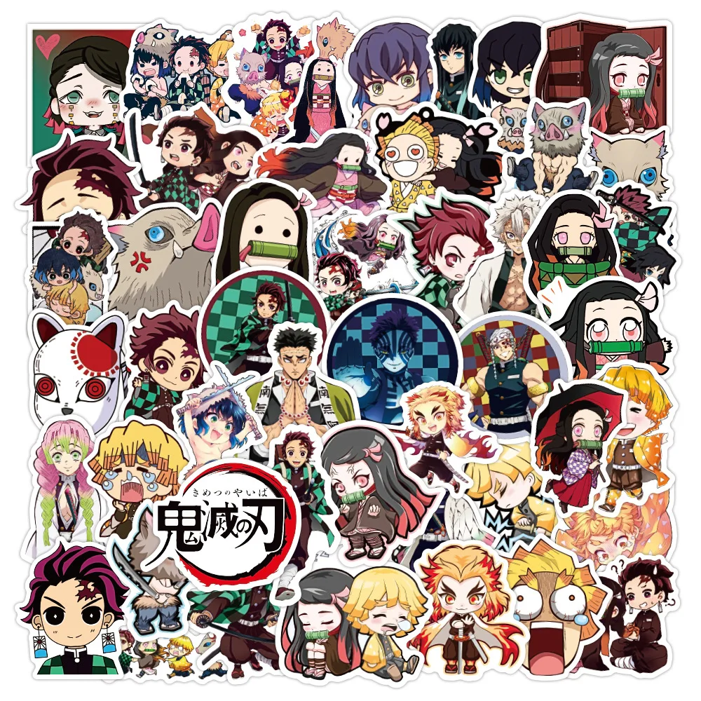 50pcs Various Demon Slayer Anime Stickers Waterproof   Phone Case Kawaii Sticker Pack Cute Laptop Skin Aesthetic Sticker