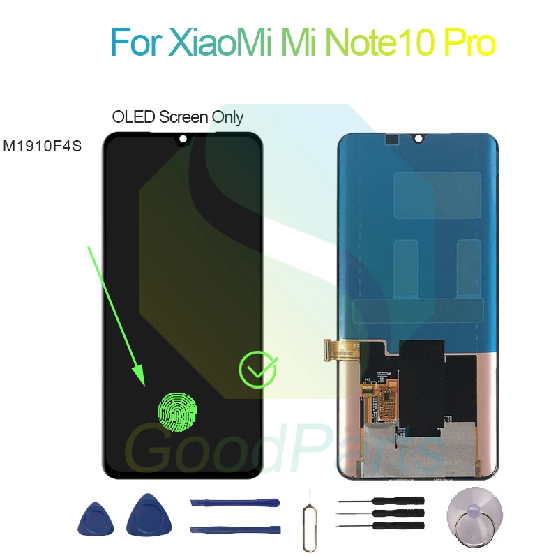 For XiaoMi Mi Note 10 Pro Screen Display Replacement 2340*1080 M1910F4S Mi Note 10 Pro LCD Touch Digitizer