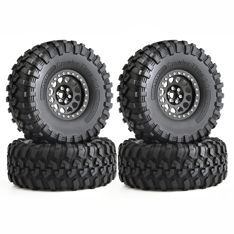 

4pcs 135mm Metal 2.2" Beadlock Wheel Rim Tire Set for 1/10 RC Crawler Car Axial SCX10 Wraith RR10 Capra Traxxas TRX4 YK4082