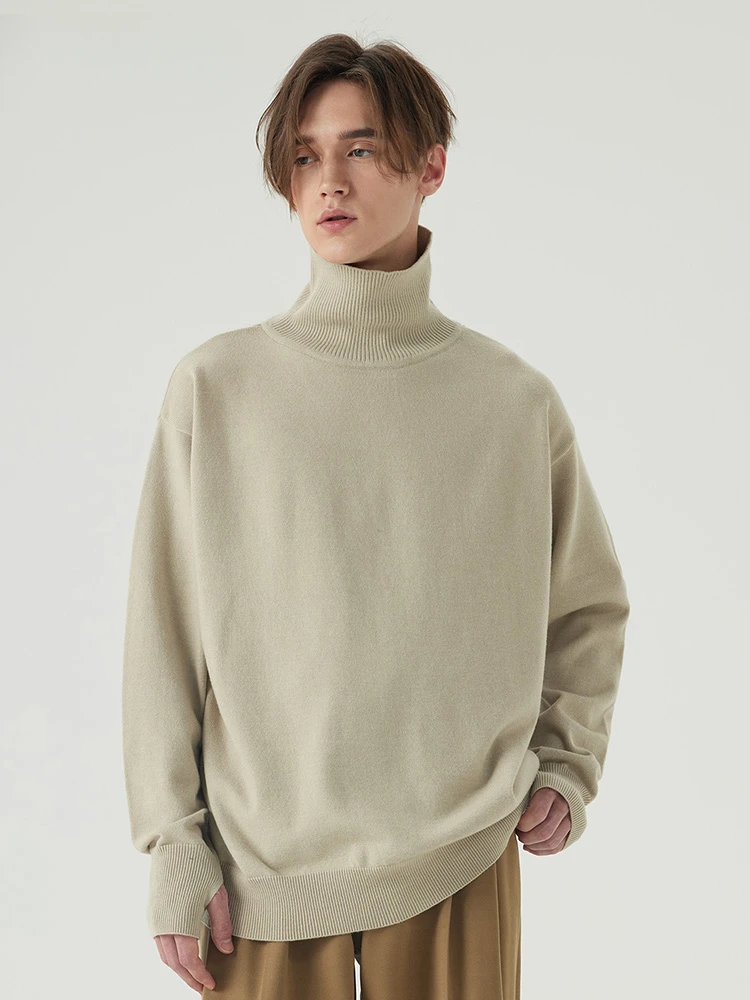 

Pullover Sweater Men's Solid Color Autumn and Winter Turtleneck Simple Basic Bottoming Loose Casual Fashion All-MatchProfile Top