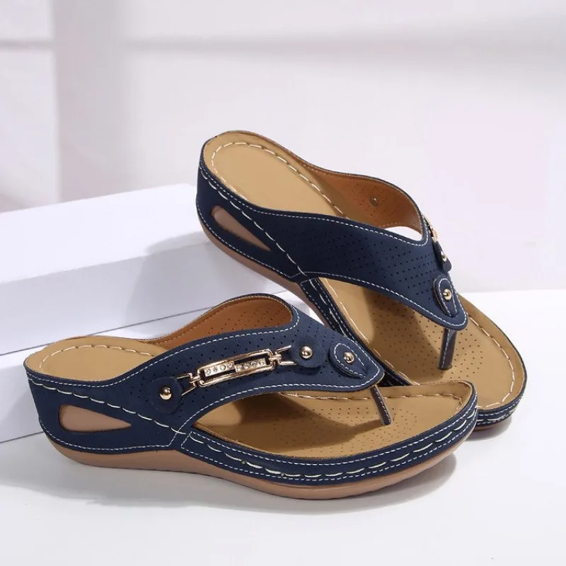 

Women's Flip Flops Summer New Clip Toe Slipper Fashion PU Leather Slippers for Women Wedges Platform Slippers Casual Beach Slies