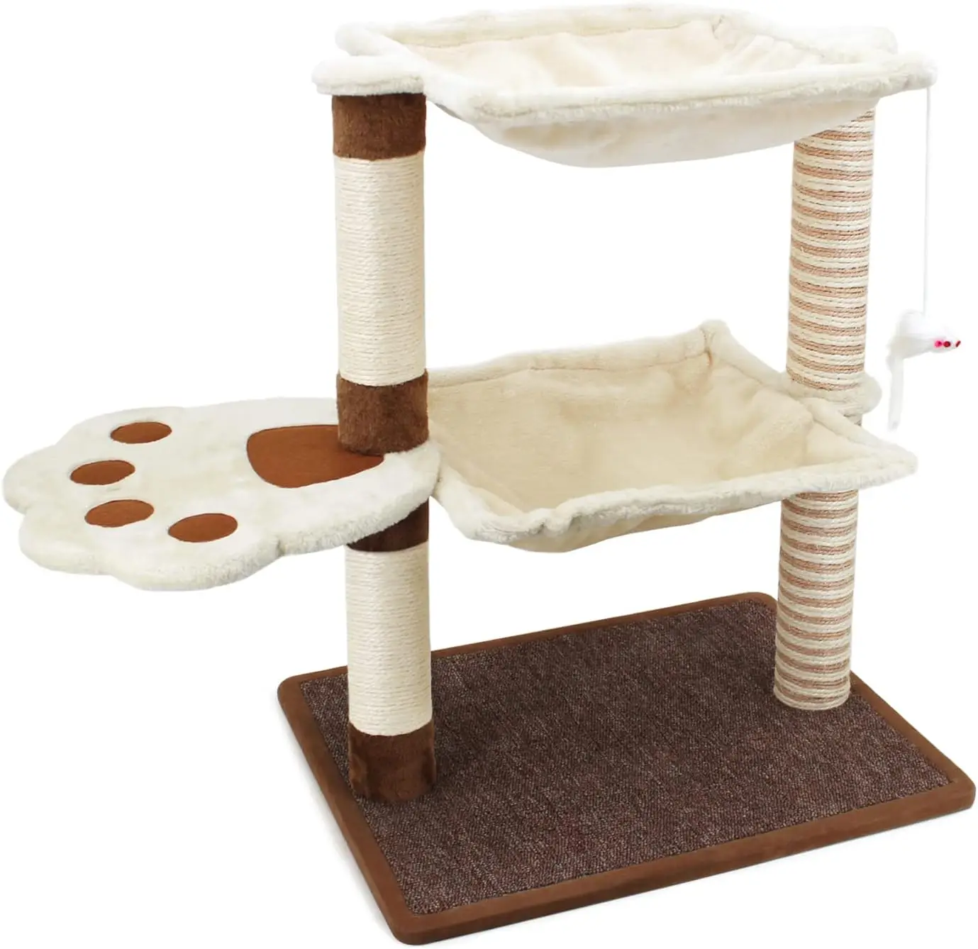 

Cat Scratching Post with Hammock - 27.5'' Cat Tree with Natural Sisal Post, Cradle Bed Hammock for Indoor Large Adult Cats
