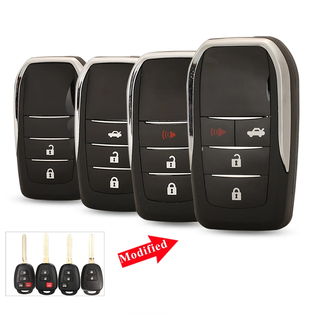 Jingyuqin zmodyfikowany 2 przycisk zdalnego odwróć klucz samochodowy Shell dla Toyota CAMRY Corolla YARIS Vios Prado TOY43 ostrze Fob Case wymiana