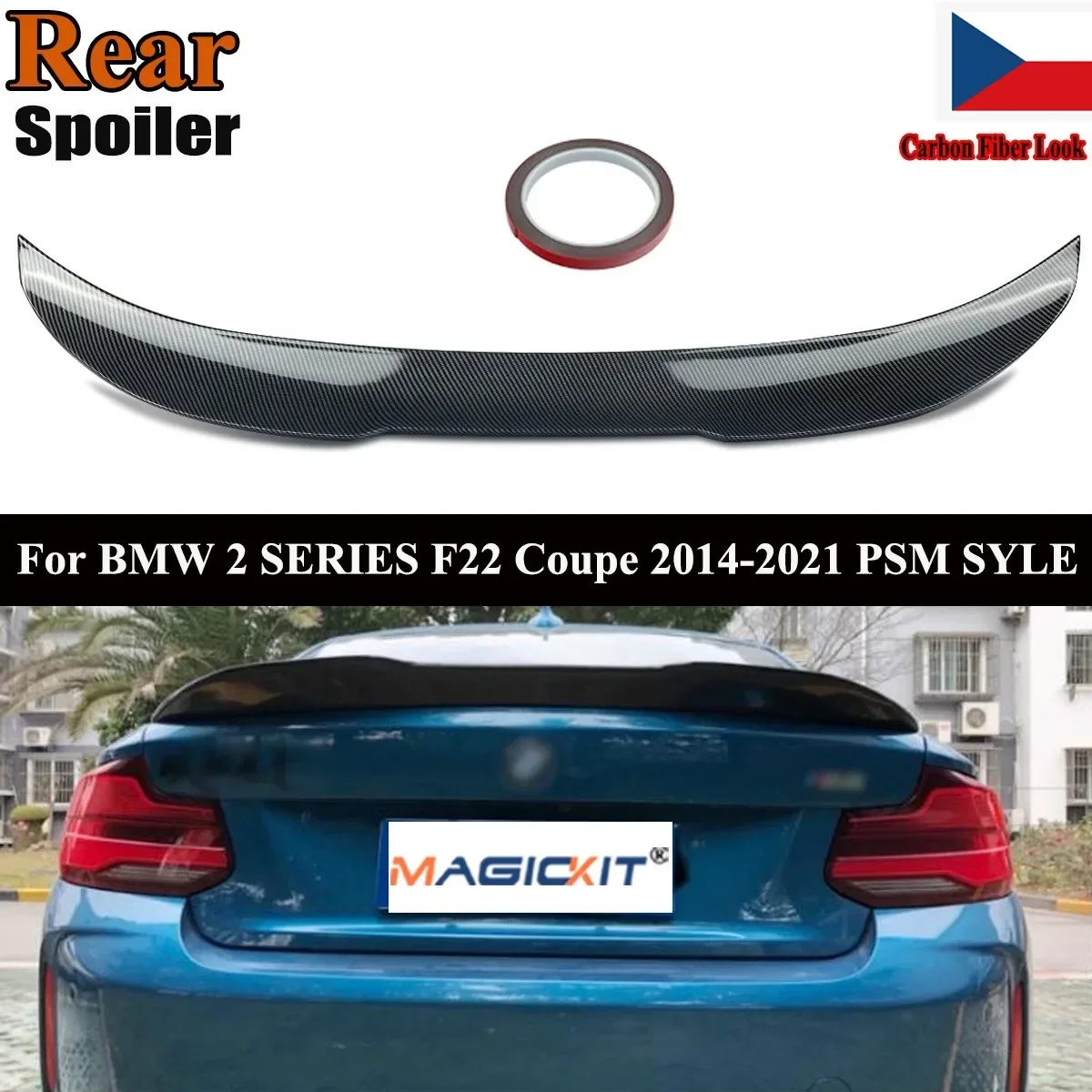 

MagicKit For BMW 2Series F22 Coupe 2014-21 F87 M2 PSM Style Rear Spoiler Wing Carbon Look