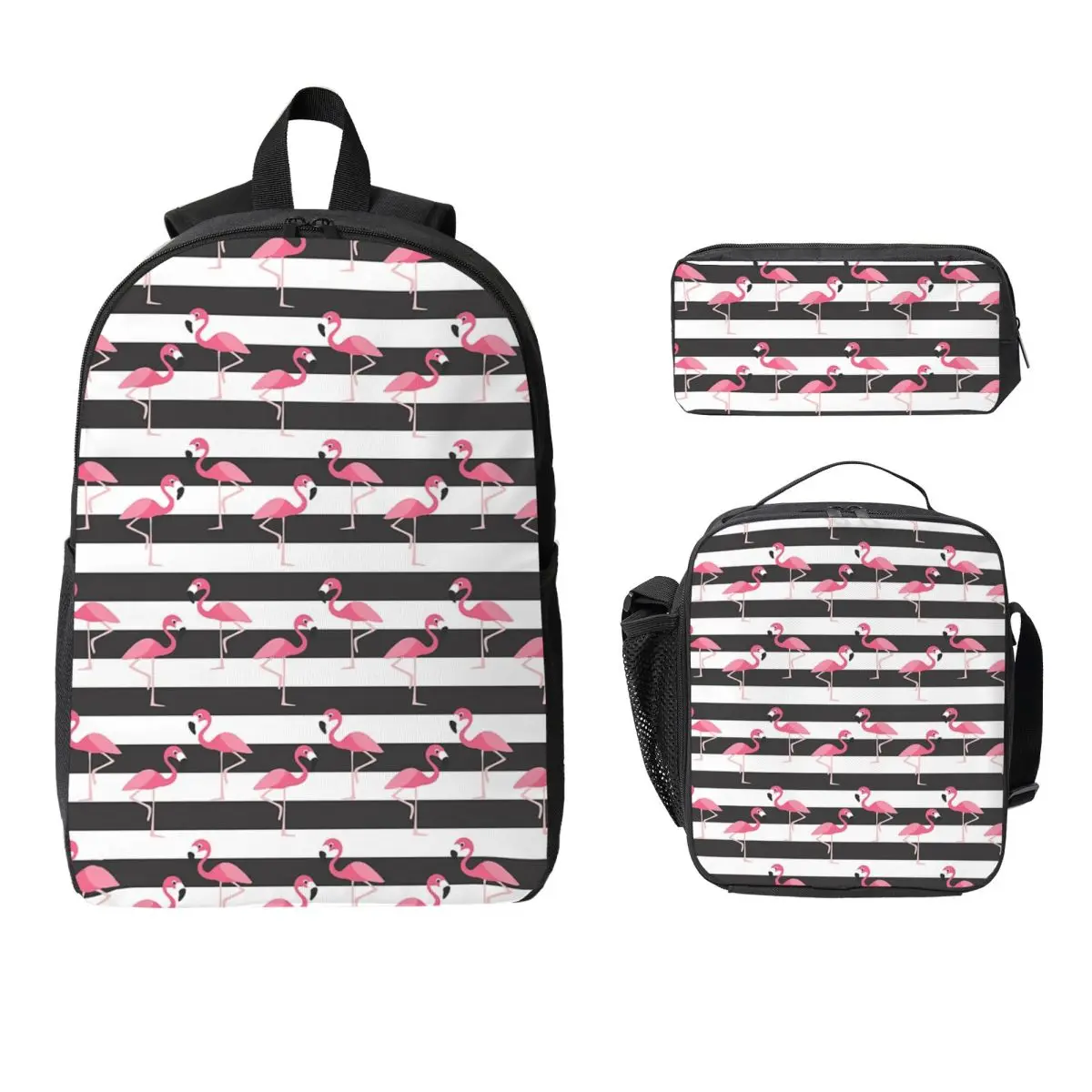 

Flamingo Cactus Tropical Ruber Backpack Boys Girls BookBag School Bag Laptop Shoulder Bags 3ps Insulated Lunch Bag Pencil Case