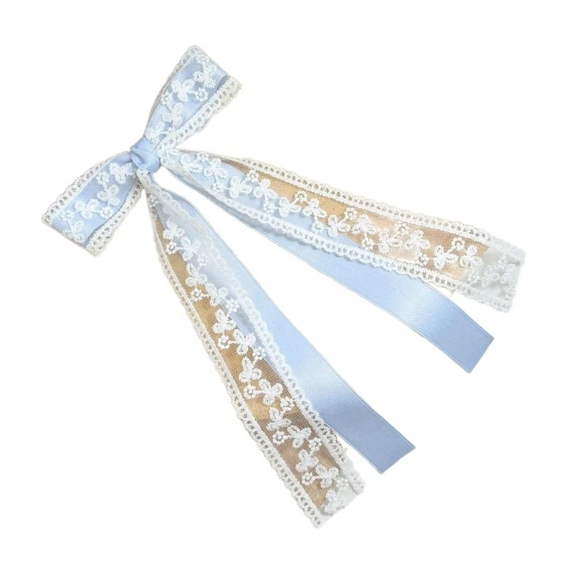 

Lovely Hair Pin Lace&Ribbon Bowknot Duckbills Hairpin for Girl Proms Party Wear 15UB