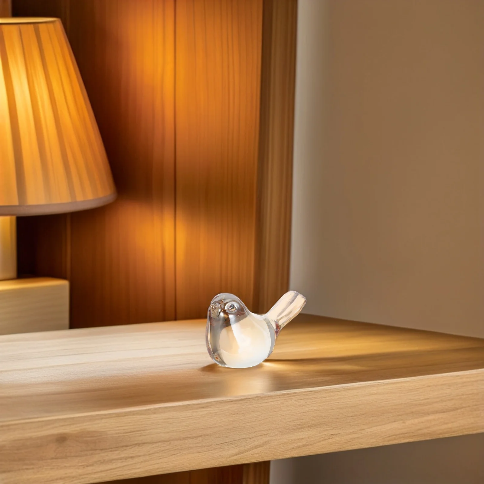 

2Pcs Clear Crystal Bird Sculpture Handcrafted Glass Art Decoration for Living Room Bedroom Office Space Saving Desktop Ornament