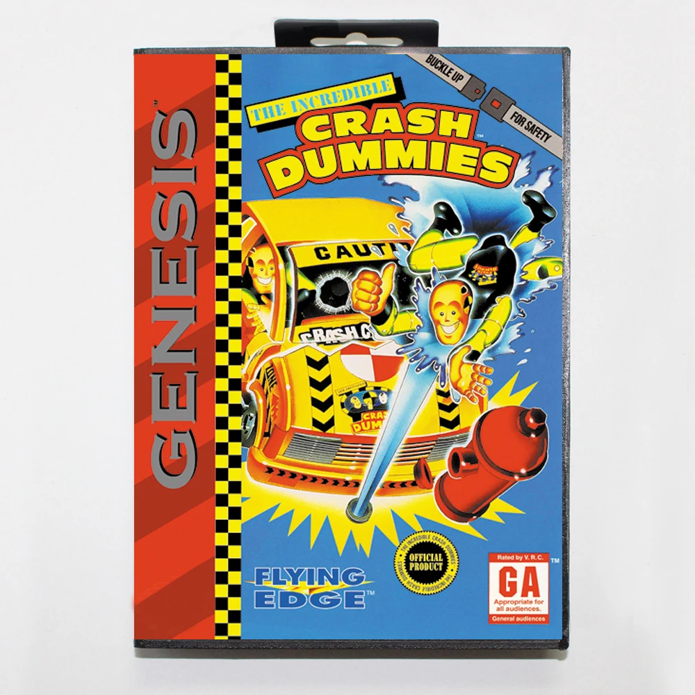 

Incredible Crash Dummies MD Game Card with Custom US Box for 16 Bit Sega Megadrive Genesis Console