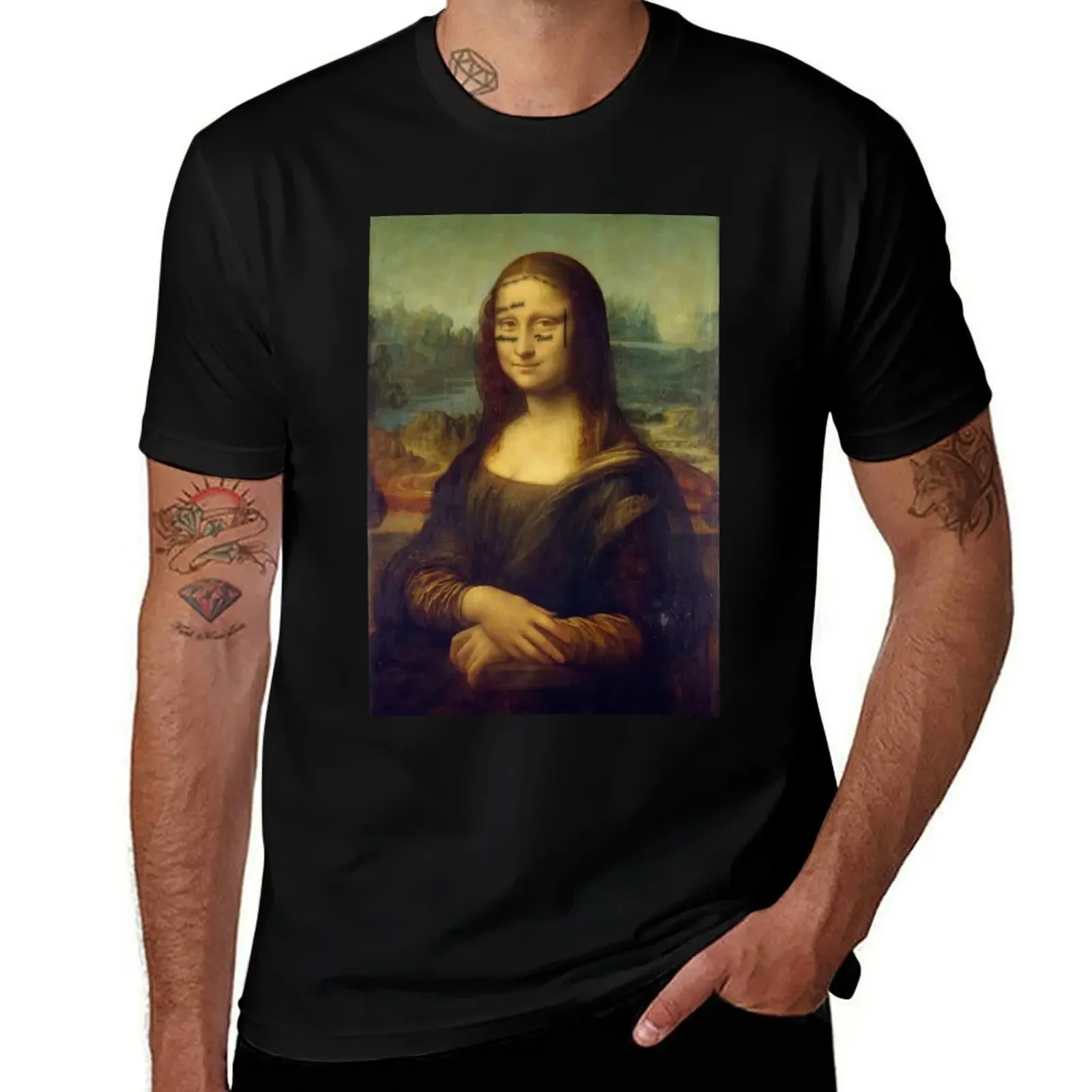 Mona Malone Lisa T-Shirt croswit shirt man blue archive boys whites korean fashion men clothings