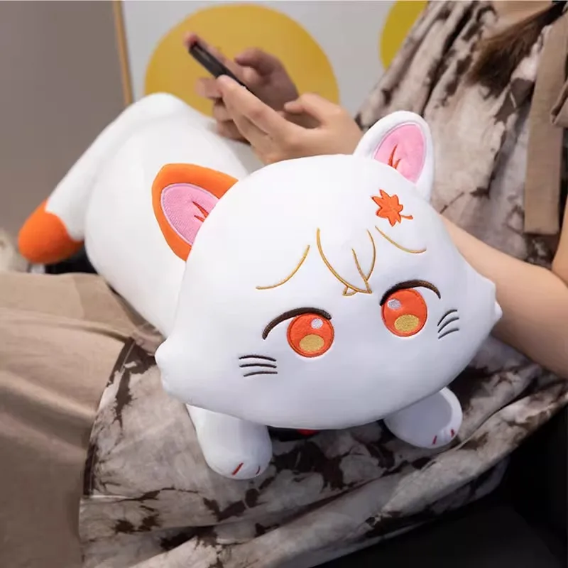 Muñeco de gato de peluche Genshin Impact de 60cm, Kaedehara Kazuha Kawaii, periféricos de juego, colección de adornos, juguete de regalo de exhibición de escritorio