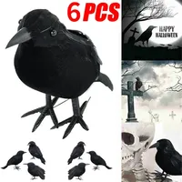 Realistic Artificial Crows Party Ornament Halloween Decorations 2023 Halloween Party Props Horror Crow Decoration 6pcs