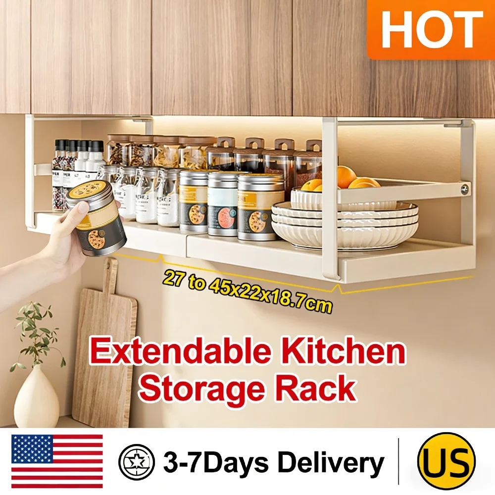 

Усиленные выдвижные корзины-органайзеры для установки под шкаф, толщина 3 мм, грузоподъемность 35 фунтов, регулируемый подвесной держатель для кухни