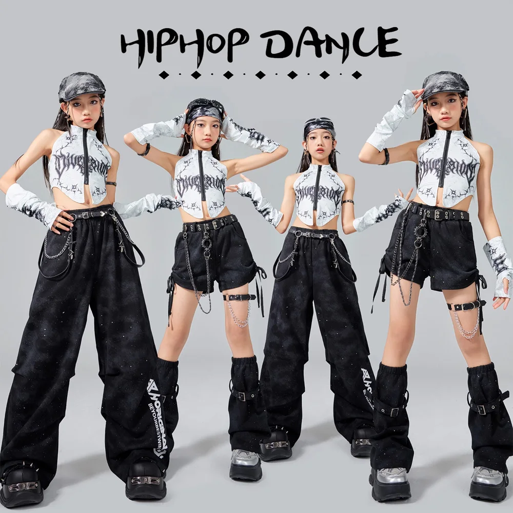 

Детская сценическая одежда K-pop, уличная одежда для джаза, комплект для группового музыкального фестиваля для девочек, комплект для соревнований по джазовому танцам, одежда для подиума