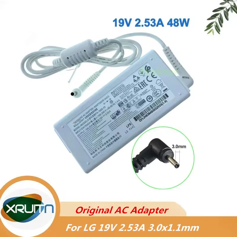 

19V 2.53A Power Adapter 48W Charger for LG Gram 14T990 14T90P 14Z90N 14Z950 14Z960 14Z970 14Z980 14Z990 EAY65249001 WA-48B19FS
