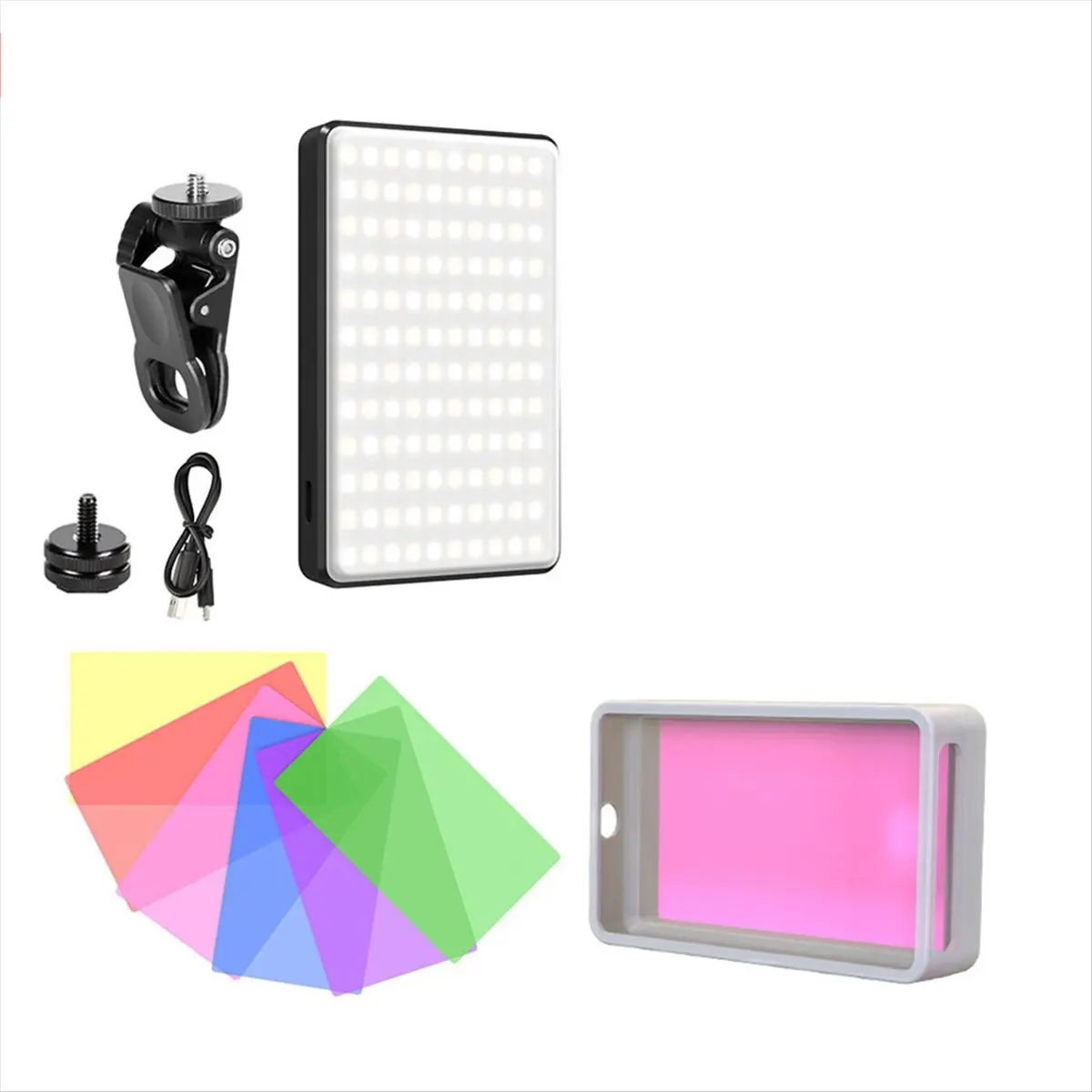 AABFK RGB LED Phone Selfie Light 3000Mah Battery Rechargeable Video Fill Light Portable 3 Lighting Mode Video Light