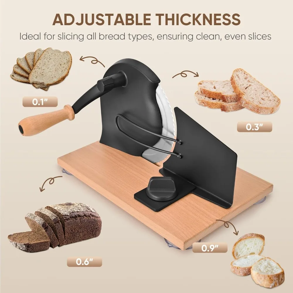 

Manual Bread Slicer with Adjustable Thickness, Stainless Steel Blade & Suction Cups for Home Use