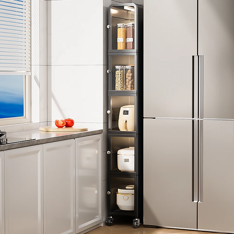 

Crack rack kitchen floor-to-ceiling multi-layer refrigerator gap side ultra-narrow storage cabinet multi-functional locker