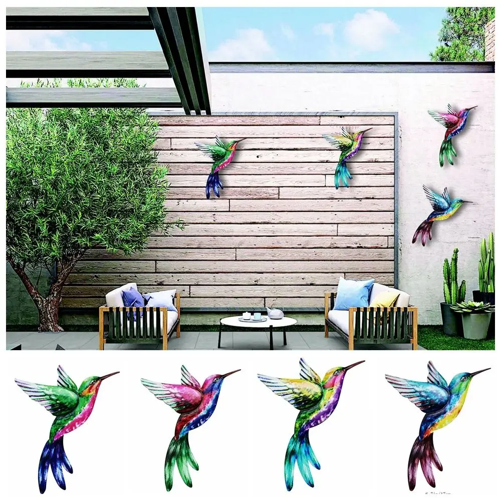 

Durable Vivid Metal Bird Sculpture Anti-Rust Hanging Hummingbird Pendant Iron Handicraft Bird Wall Art Garden