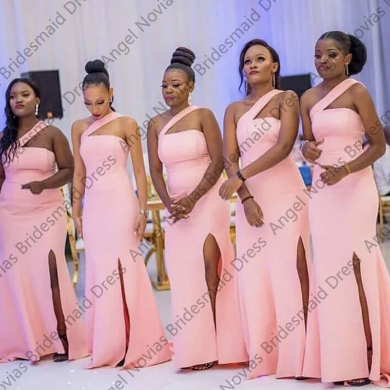 

Long Mermaid Pink Bridesmaid Dresses with Slit Customized Evening Prom Formal Party Birthday vestido boda invitada mujer