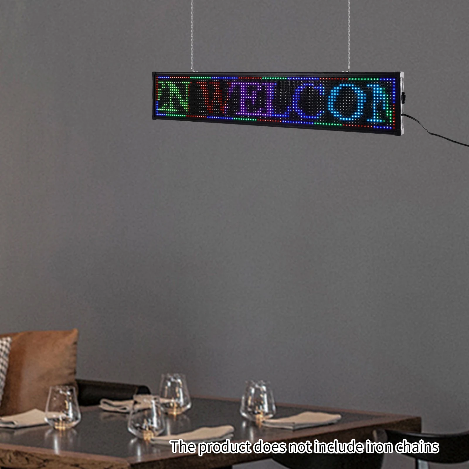 LED Sign Sign Programmable RGB 7 Color Scrolling Sign Display Board Digital Message Programmable by PC U Disk for Advertising