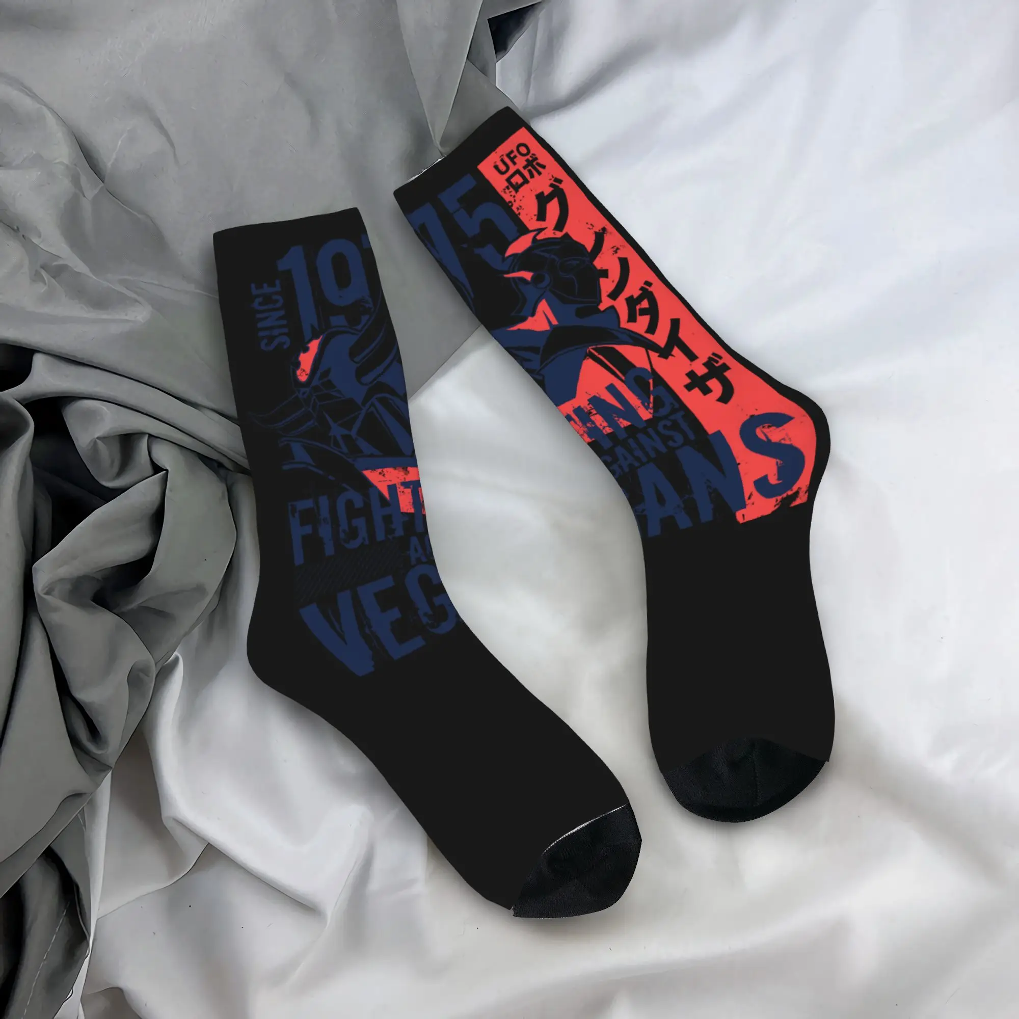 

Custom Cool Goldorak Grandizer Vegan Socks Men Women Warm 3D Print UFO Robot Goldrake Anime Football Sports Socks