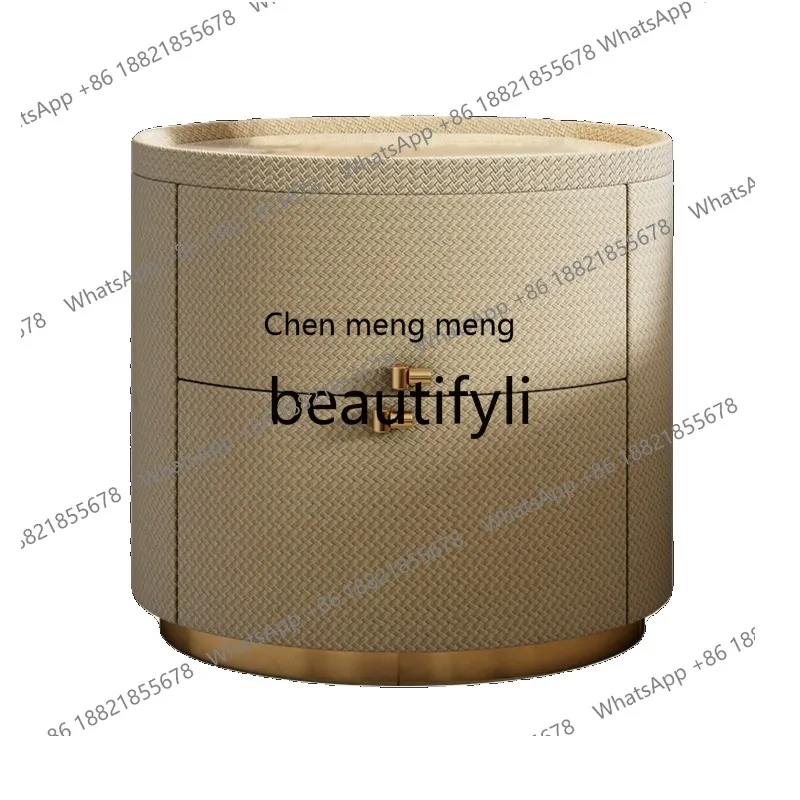 

Italian minimalist designer bedside table light luxury solid wood simple modern bedroom locker H