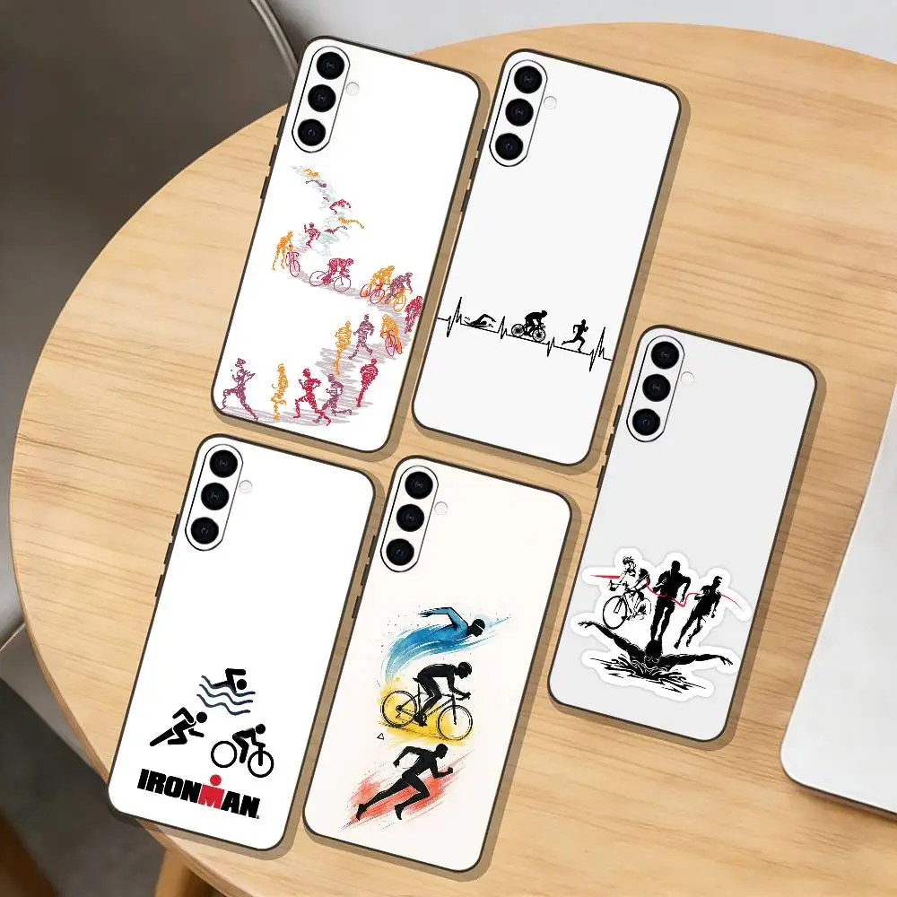 

t-Triathlon s-Swim Bike Run Tri Life Phone Case For Samsung Galaxy A73,A72,A71,A70,A53,A52,A51,Others Soft Black Cover