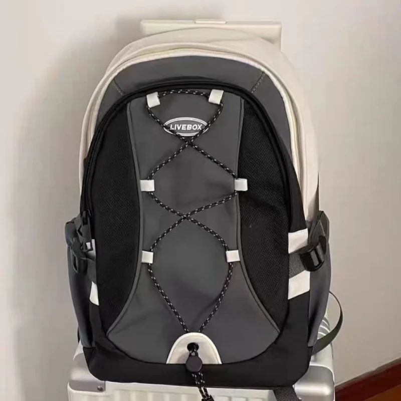 Contrast Color Casual Women Nylon Backpacks Girls School Bag High Capacity Female Lightweight Travel Bags Preppy Style