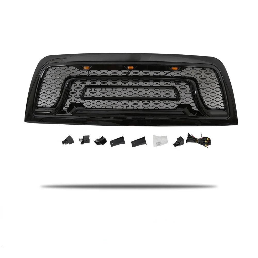 Good quality Gloss Black Front Grille for Dodge Ram 2500 3500 2010 to 2018 Rebel Style With Lights