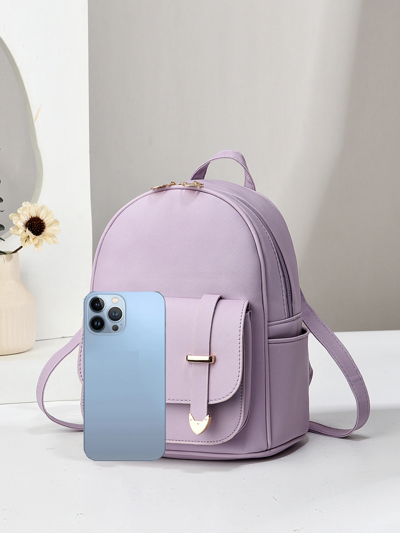 Stylish Mini Backpack - Premium PU Leather, Compact Daypack for Daily Essentials, Versatile and Practical for Multiple Occasions