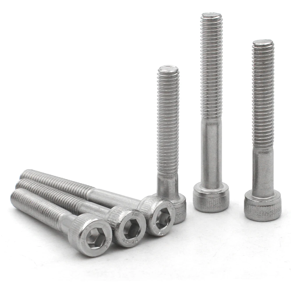 M3 m4 m5 m6 m8 m10 m12 m14 m16 304 parafusos de soquete sextavado de meio rosca de aço inoxidável parafusos de cabeça cilíndrica estendida parafusos de cabeça de copo