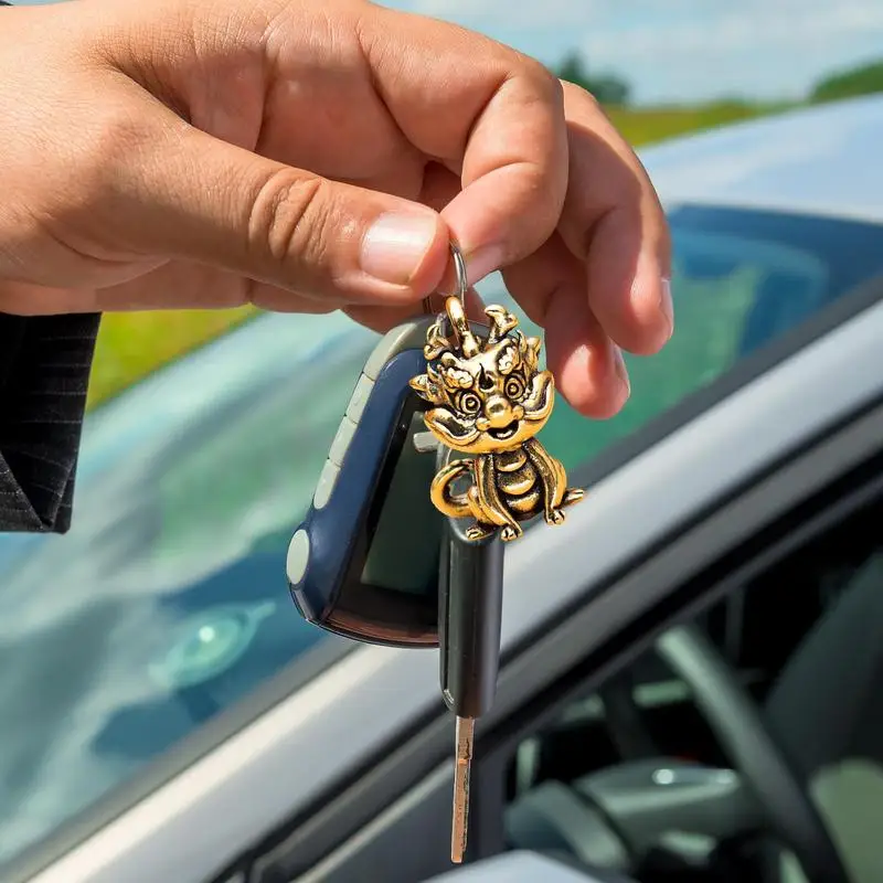 귀여운 드래곤 인형 키체인, 중국 새해 장식, 금속 가방 펜던트, 매력 행잉 액세서리, 여성 남성용 드래곤 년 행운 선물
