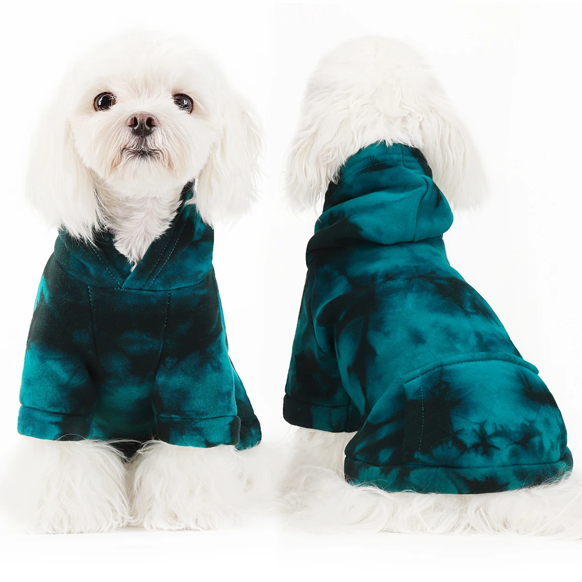 Moletom com capuz vibrante tie-dye para cães e gatos pequenos, roupa diária elegante e confortável